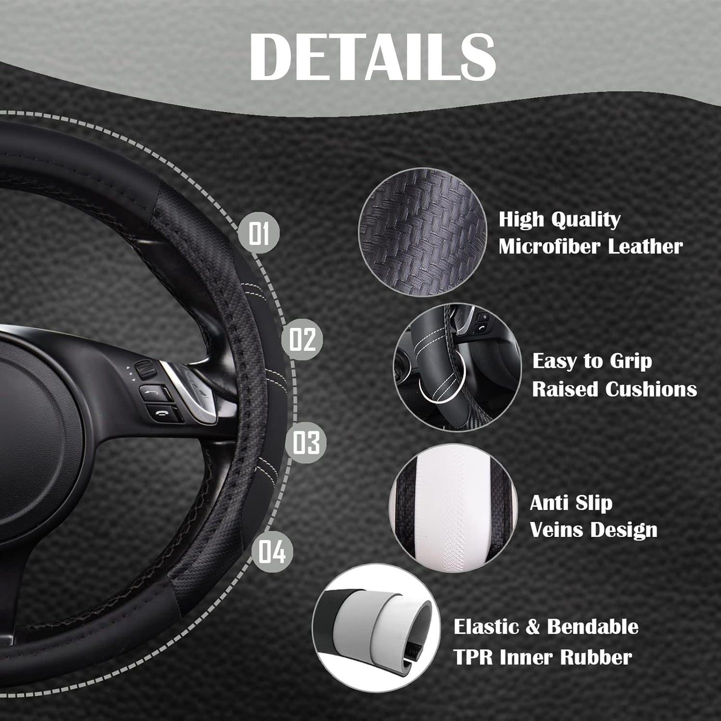 Custom-Fit Leather Steering Wheel Cover
