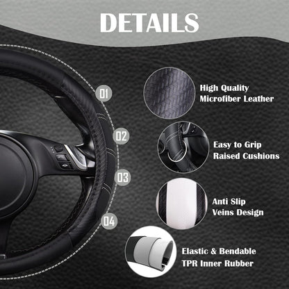 Custom-Fit Leather Steering Wheel Cover