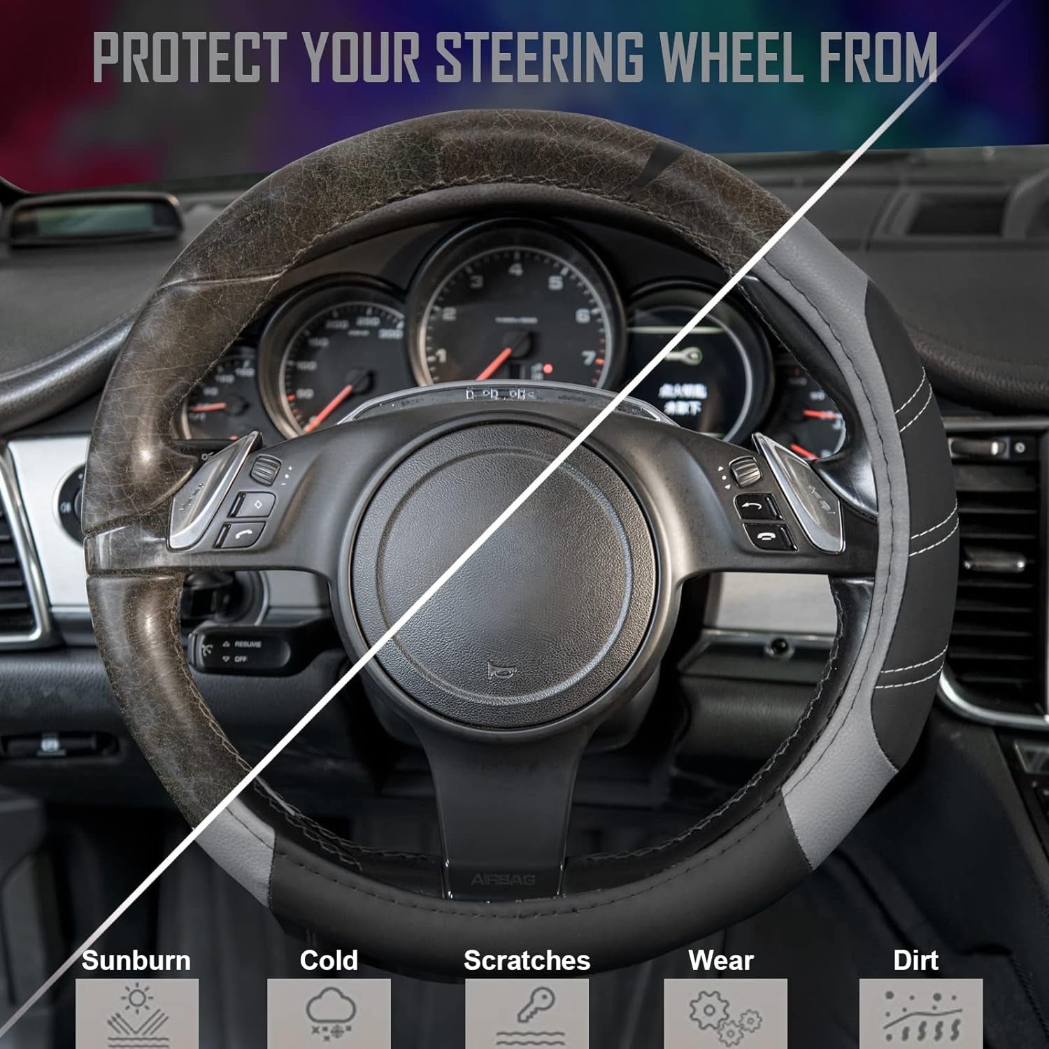 Custom-Fit Leather Steering Wheel Cover