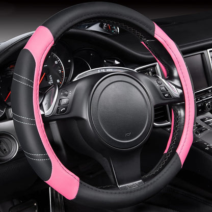 Custom-Fit Leather Steering Wheel Cover