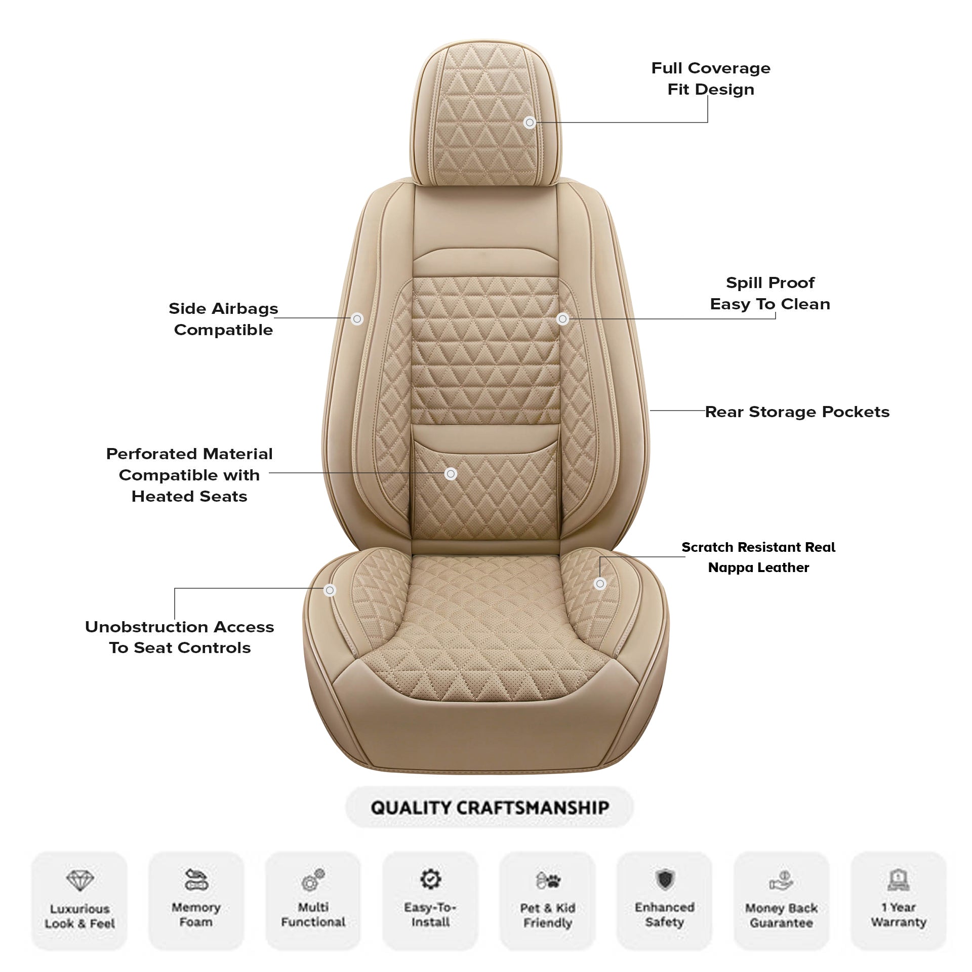 Beige Comfort Seat Cover