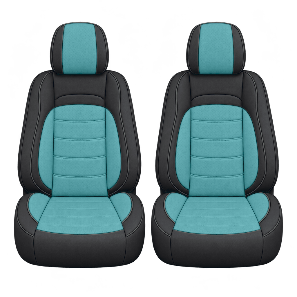 Black & Aqua Blue Basic custom seat covers, fronts