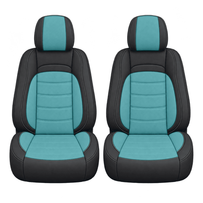 Black & Aqua Blue Basic custom seat covers, fronts