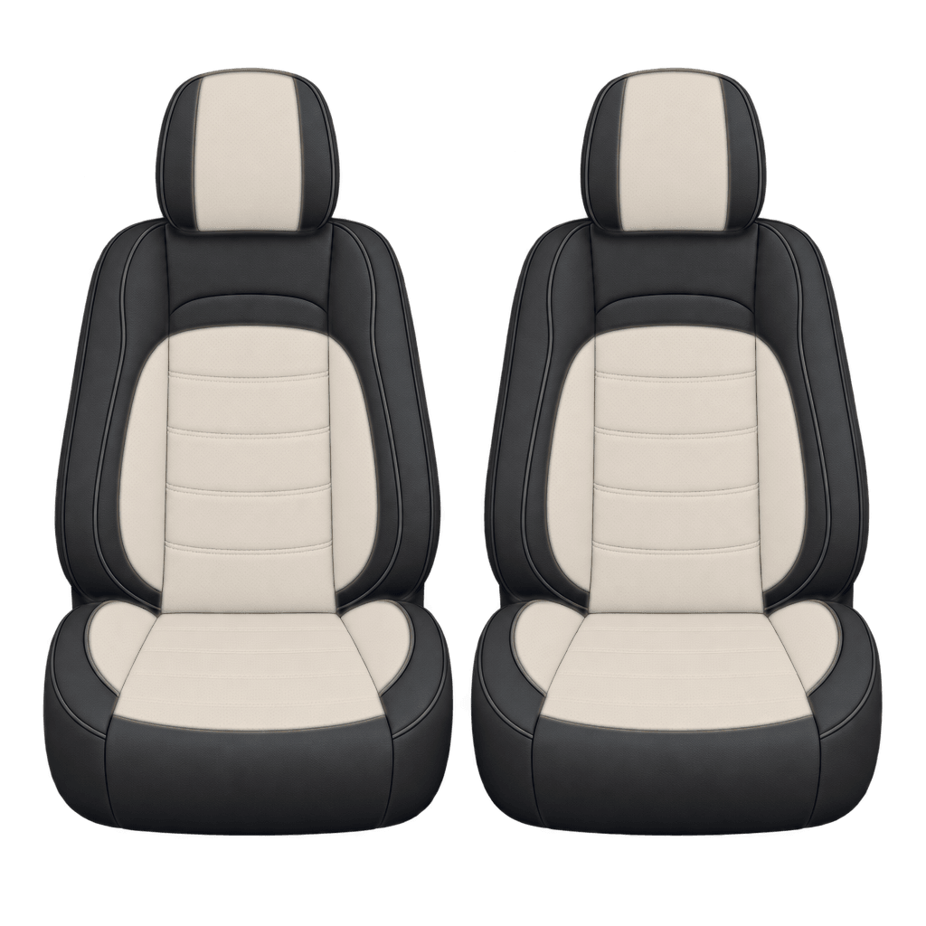 Black & Beige Basic custom seat covers, fronts