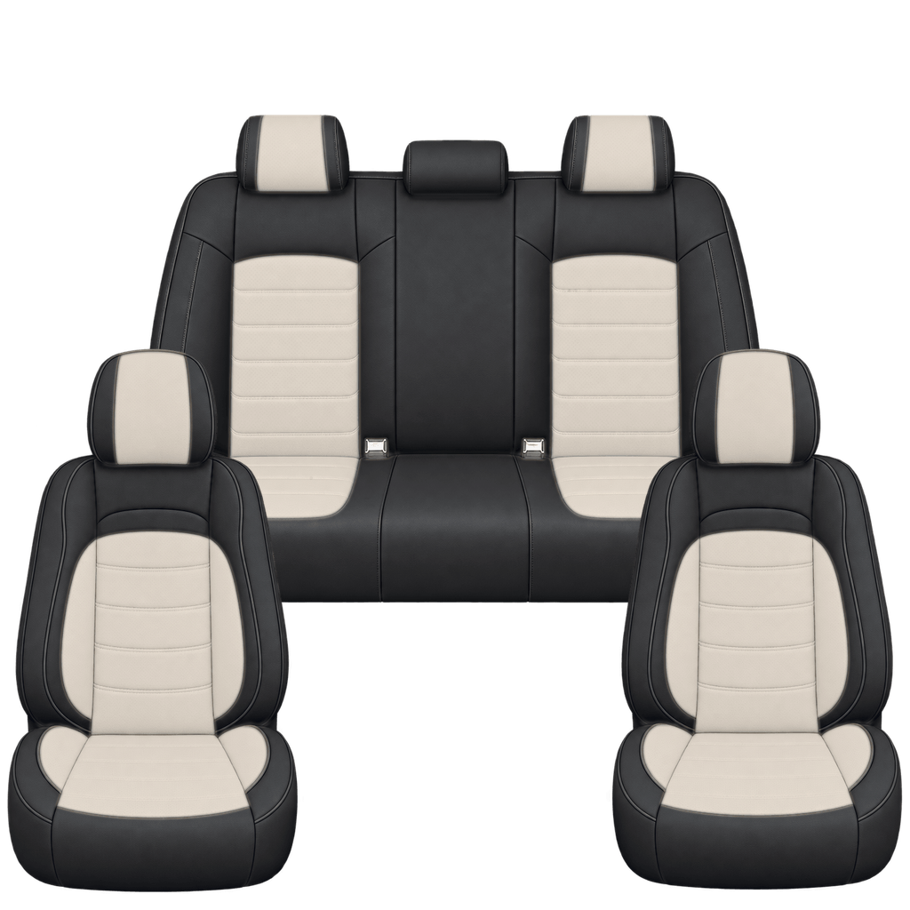 Black & Beige Basic custom seat covers, full set