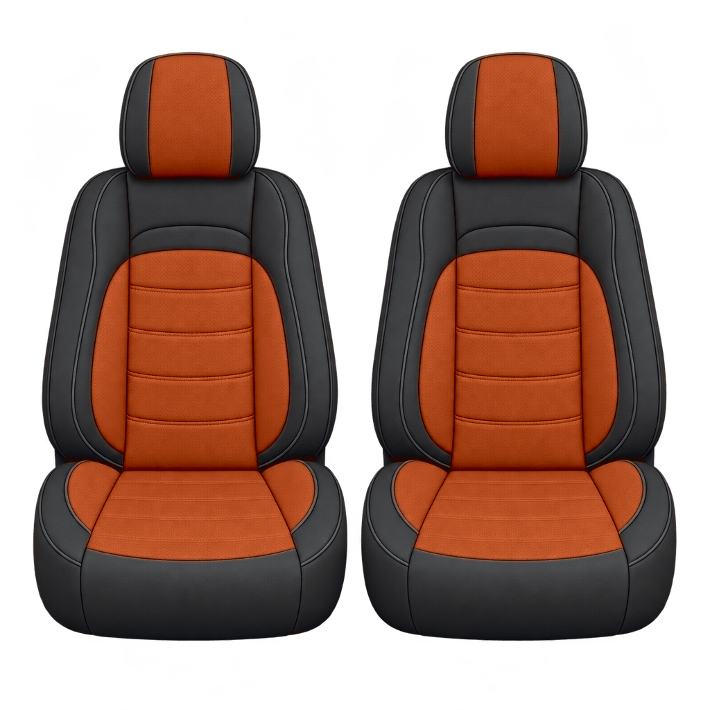 Black & Dark Orange Basic custom seat covers, fronts