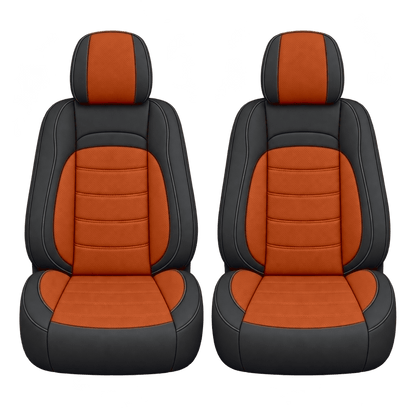 Black & Dark Orange Basic custom seat covers, fronts