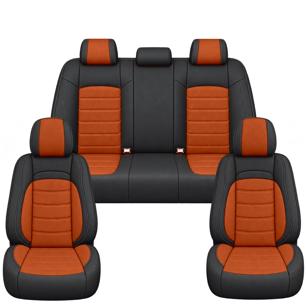 Black & Dark Orange Basic custom seat covers, full set