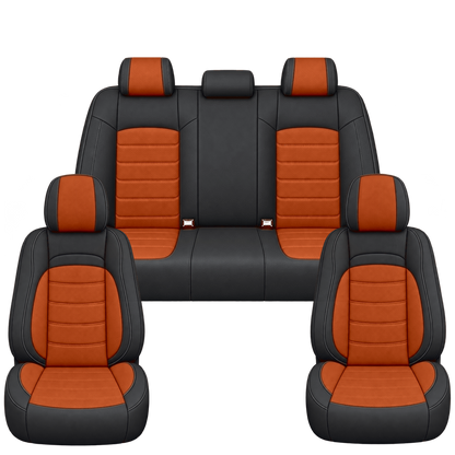 Black & Dark Orange Basic custom seat covers, full set