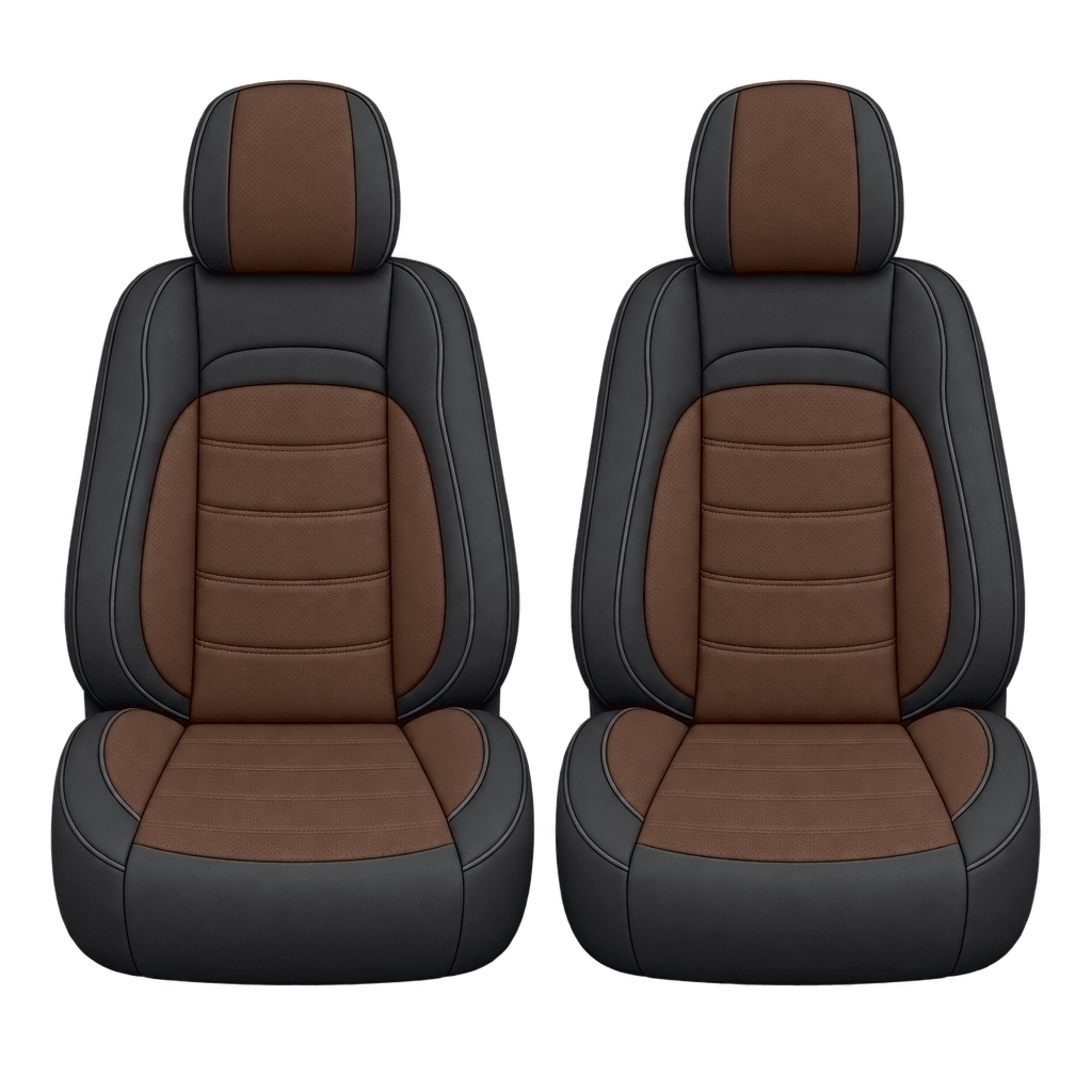 Black & Dark Saddle Brown Basic custom seat covers, fronts