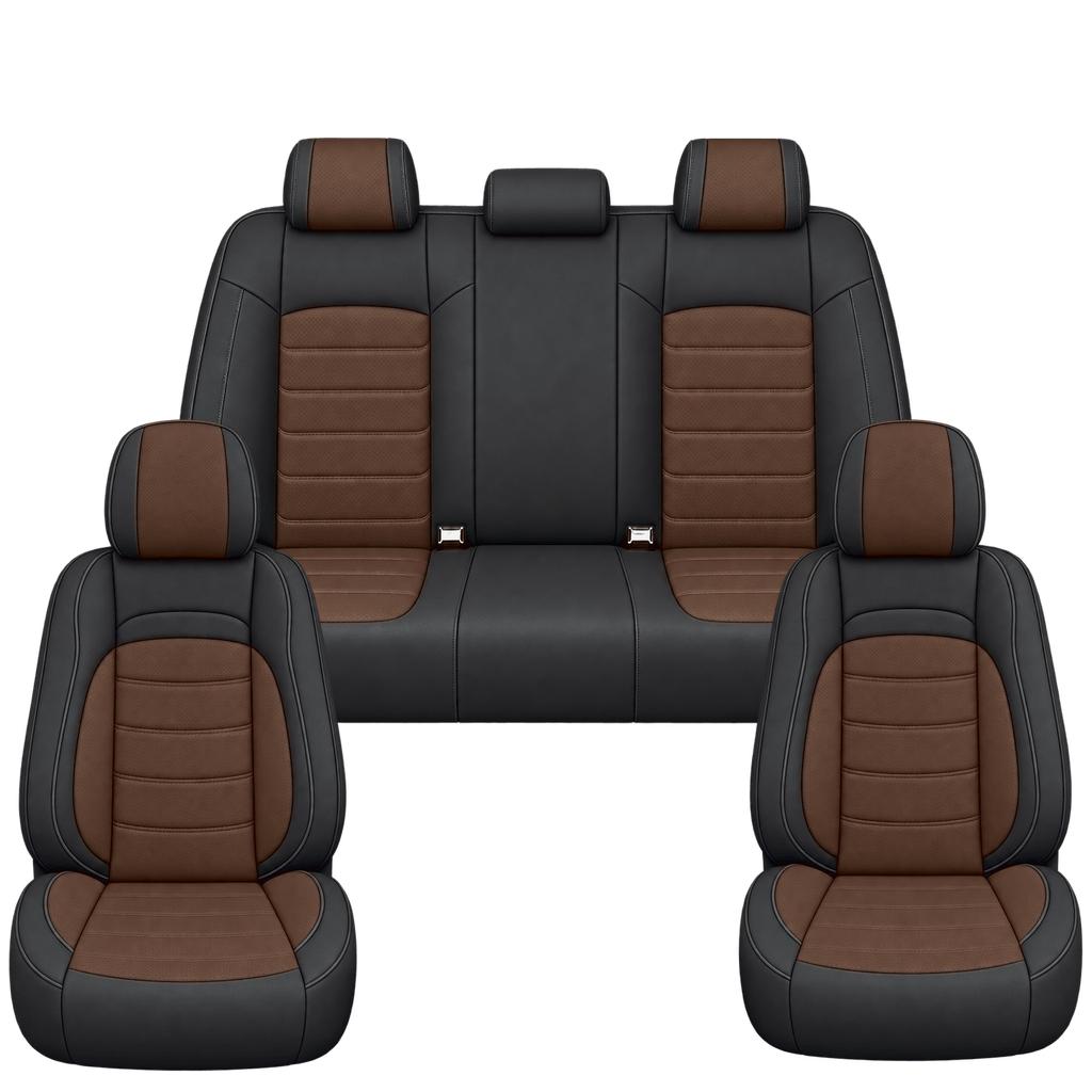 Black & Dark Saddle Brown Basic custom seat covers, full set