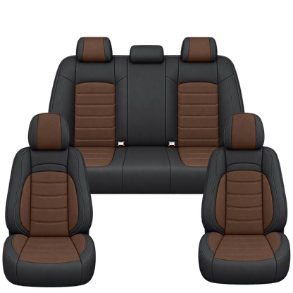 Black & Dark Saddle Brown Basic custom seat covers, full set