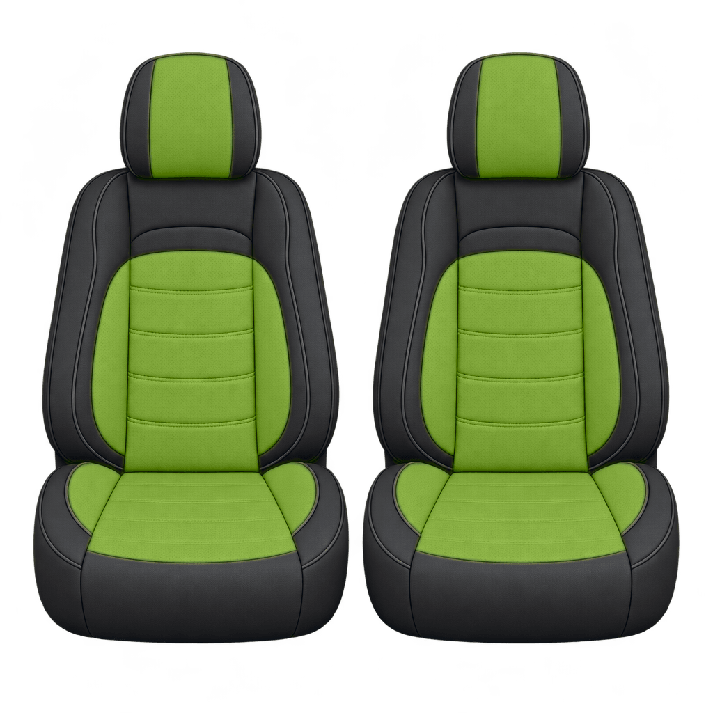 Black & Lime Green Basic custom seat covers, fronts