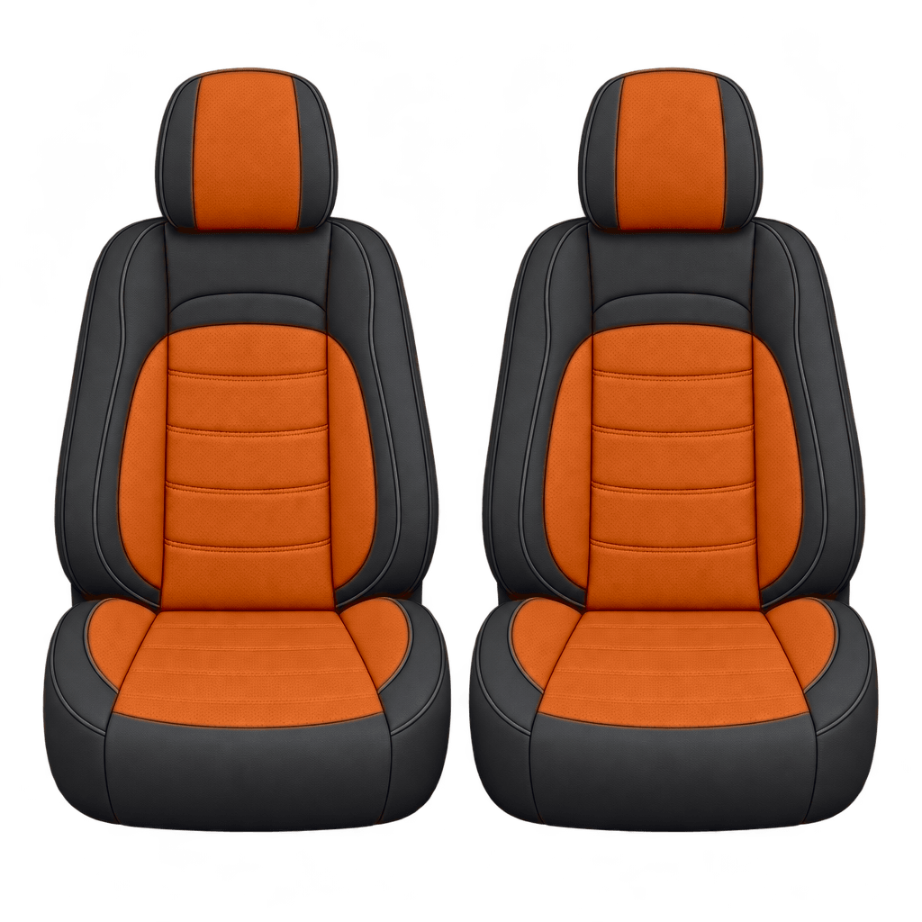 Black & Orange Basic custom seat covers, fronts