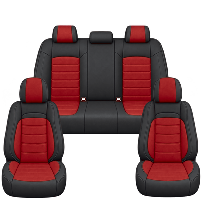 Black & Red Basic custom seat covers, full set