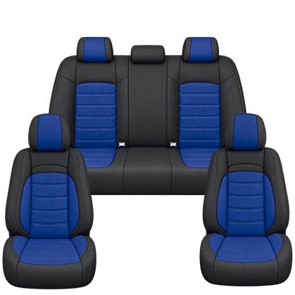 Black & Royal Blue Basic custom seat covers, full set