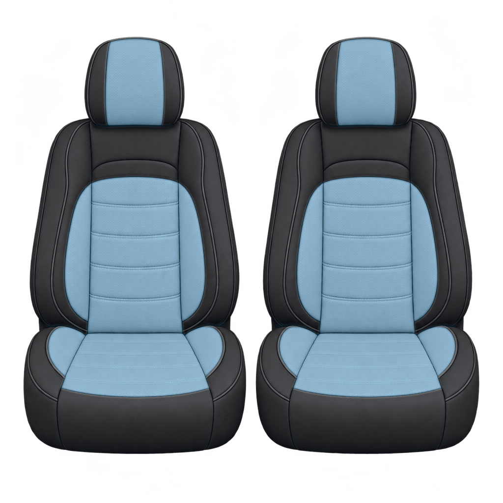 Black & Sky Blue Basic custom seat covers, fronts