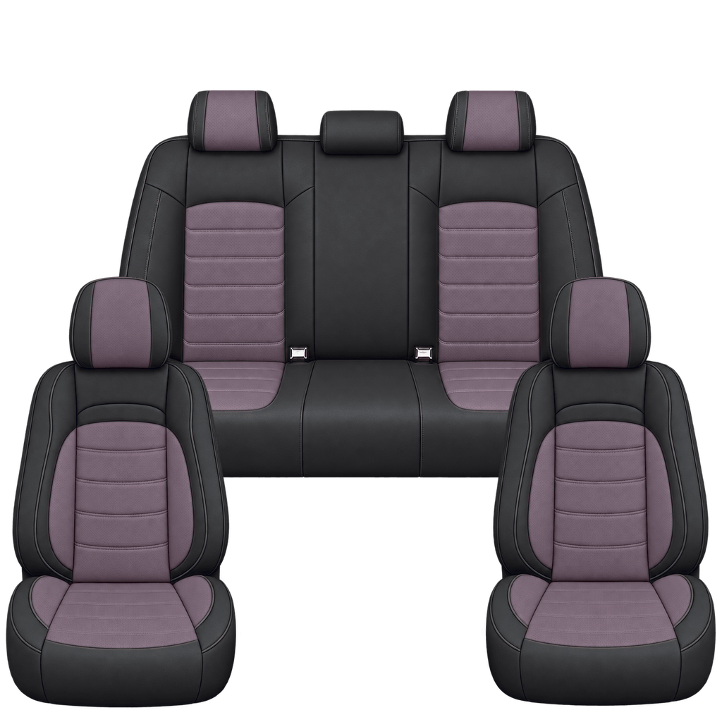 Black & Soft Plum Basic custom seat covers, full set