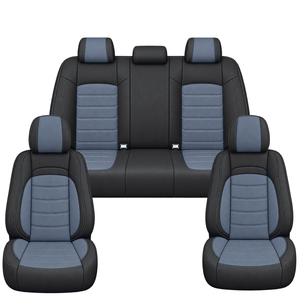 Black & Steel Blue Basic custom seat covers, full set