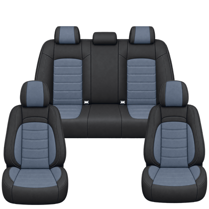 Black & Steel Blue Basic custom seat covers, full set