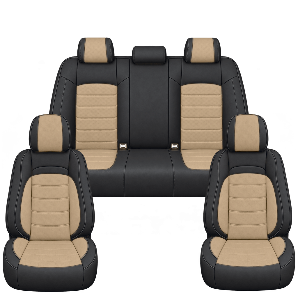 Black & Warm Khaki Basic custom seat covers, full set