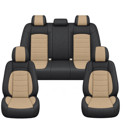 Black & Warm Khaki Basic custom seat covers, full set