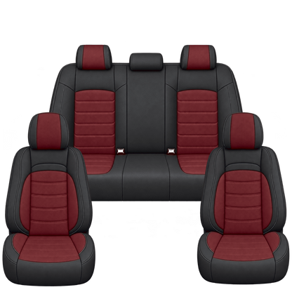 Black & Wine Red Basic custom seat covers, full set