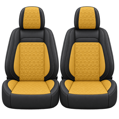 Black & Golden Yellow Diamond custom seat covers, fronts