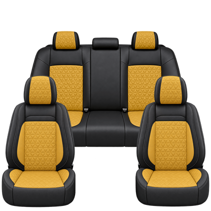 Black & Golden Yellow Diamond custom seat covers, full set