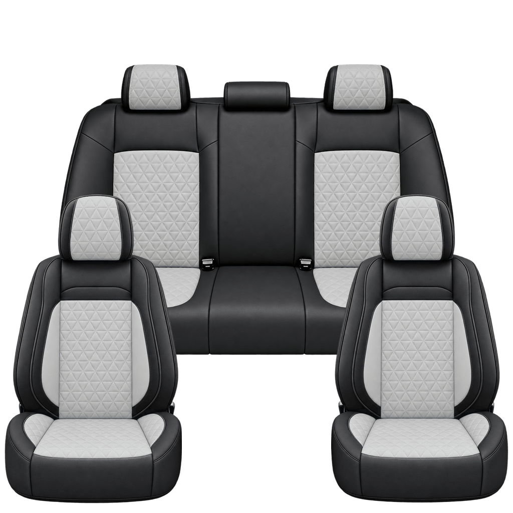 Black & Light Grey Diamond custom seat covers, full set