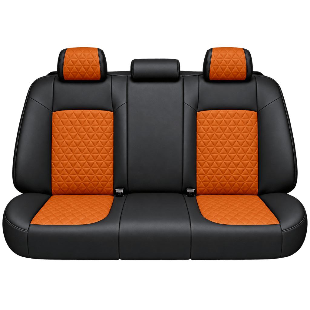 Black & Orange Diamond custom seat covers, backs
