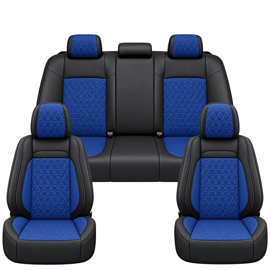 Black & Royal Blue Diamond custom seat covers, full set