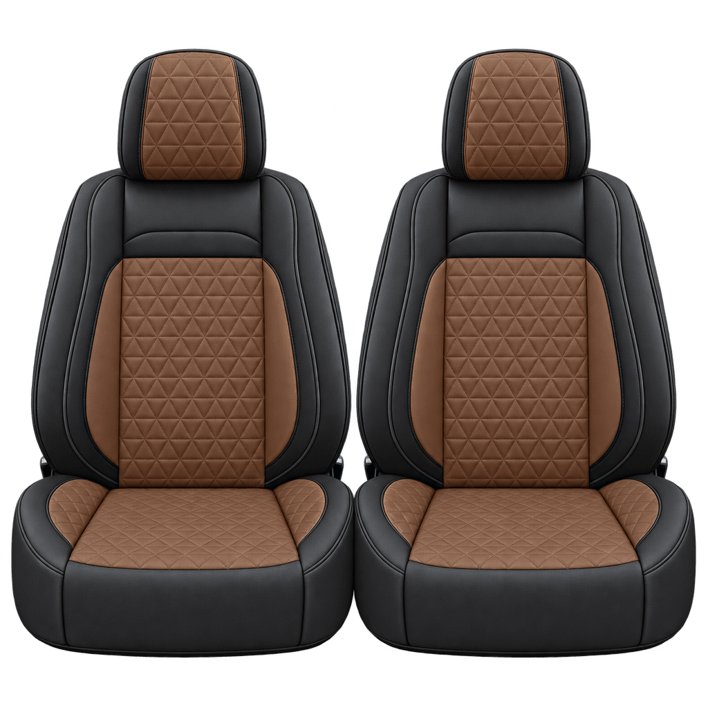 Black & Saddle Brown Diamond custom seat covers, fronts