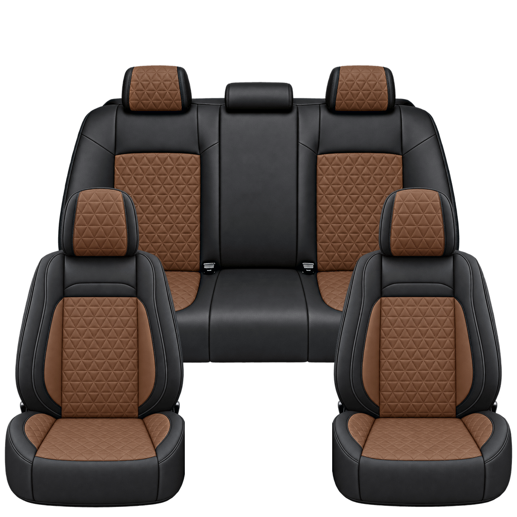 Black & Saddle Brown Diamond custom seat covers, full set