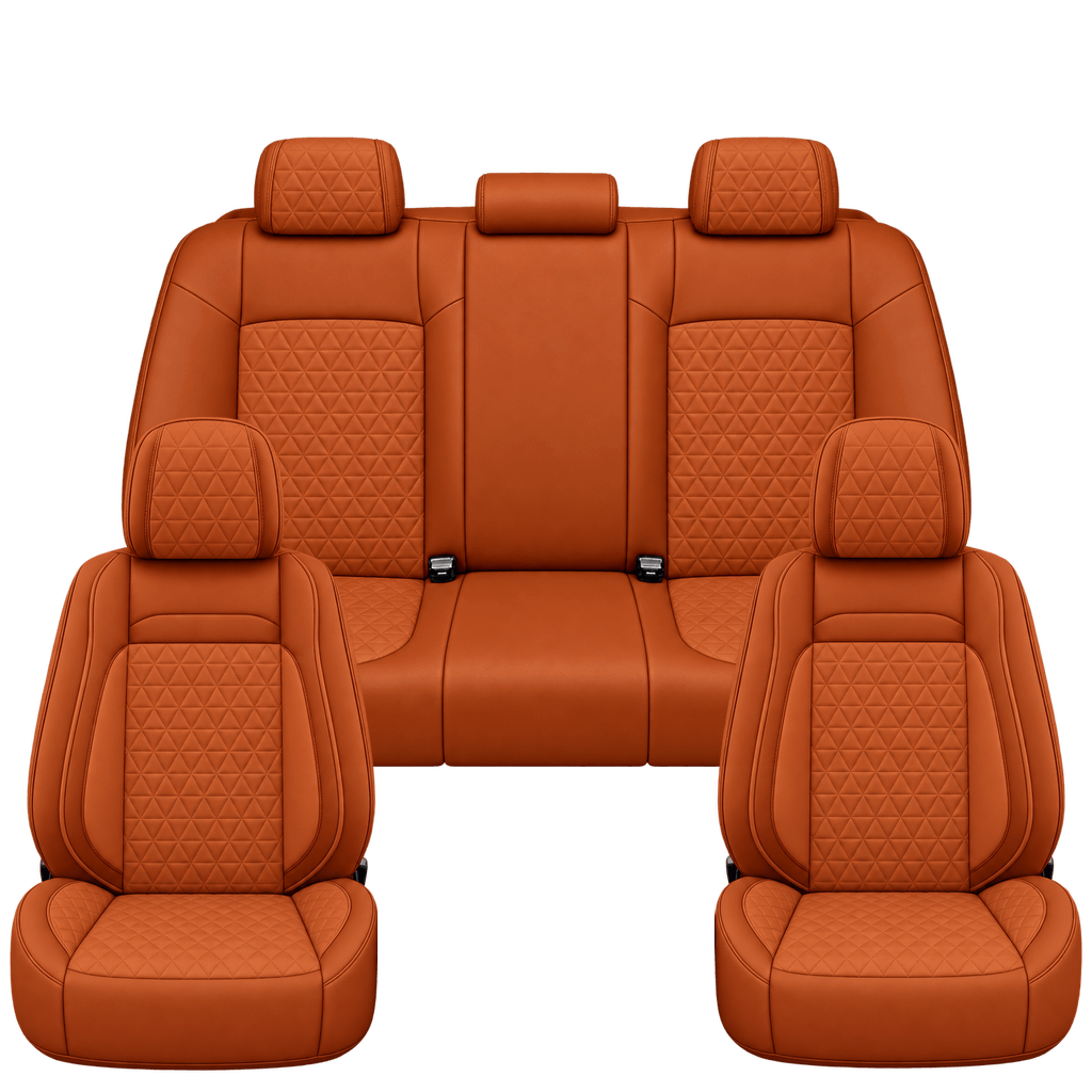 Dark Orange Diamond custom seat covers, full set