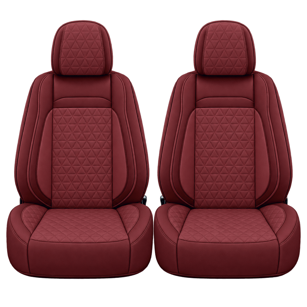 Wine Red Diamond custom seat covers, fronts